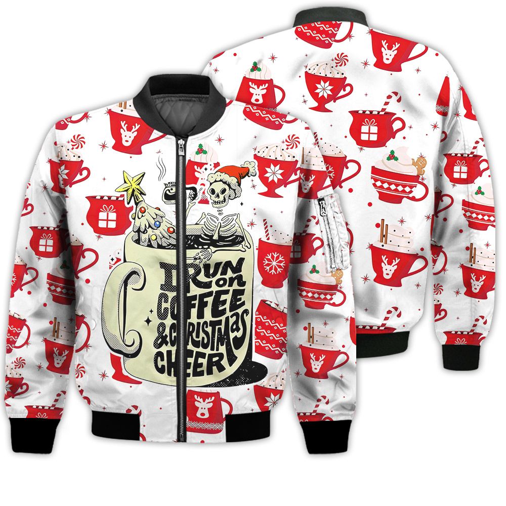 Merry Christmas Coffee Christmas Skeleton Retro Christmas Holiday Gifts Unisex 3D Bomber Jacket Merry Christmas Coffee Christmas Skeleton Retro Christmas Holiday Gifts Unisex 3D Bomber Jacket