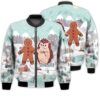 Merry Christmas Cute Christmas Hedgehog And Cookie Retro Christmas Holiday Gifts Unisex 3D Bomber Bomber Jacket
