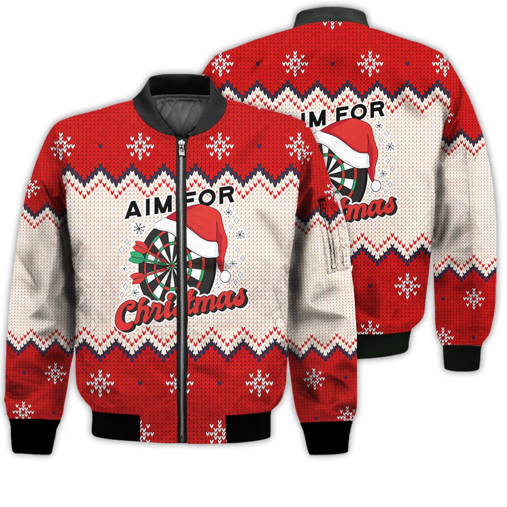 Merry Christmas Darts Aim For Christmas Retro Christmas Holiday Gifts Unisex 3D Bomber Jacket Merry Christmas Darts Aim For Christmas Retro Christmas Holiday Gifts Unisex 3D Bomber Jacket