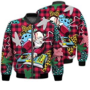 Merry Christmas Dj Santa Retro Christmas Holiday Gifts Unisex 3D Bomber Jacket