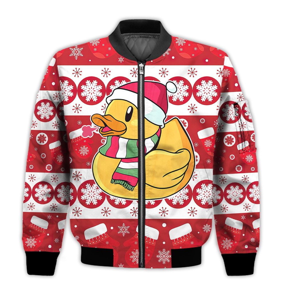 Merry-Christmas-Duck-Retro-Christmas-Holiday-Gifts-Unisex-3D-Bomber-Jacket-1