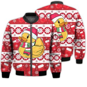 Merry Christmas Duck Retro Christmas Holiday Gifts Unisex 3D Bomber Jacket