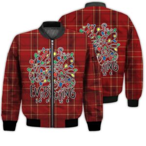 Merry Christmas Everything Is Fine Light Retro Christmas Holiday Gifts Unisex 3D Bomber Jacket