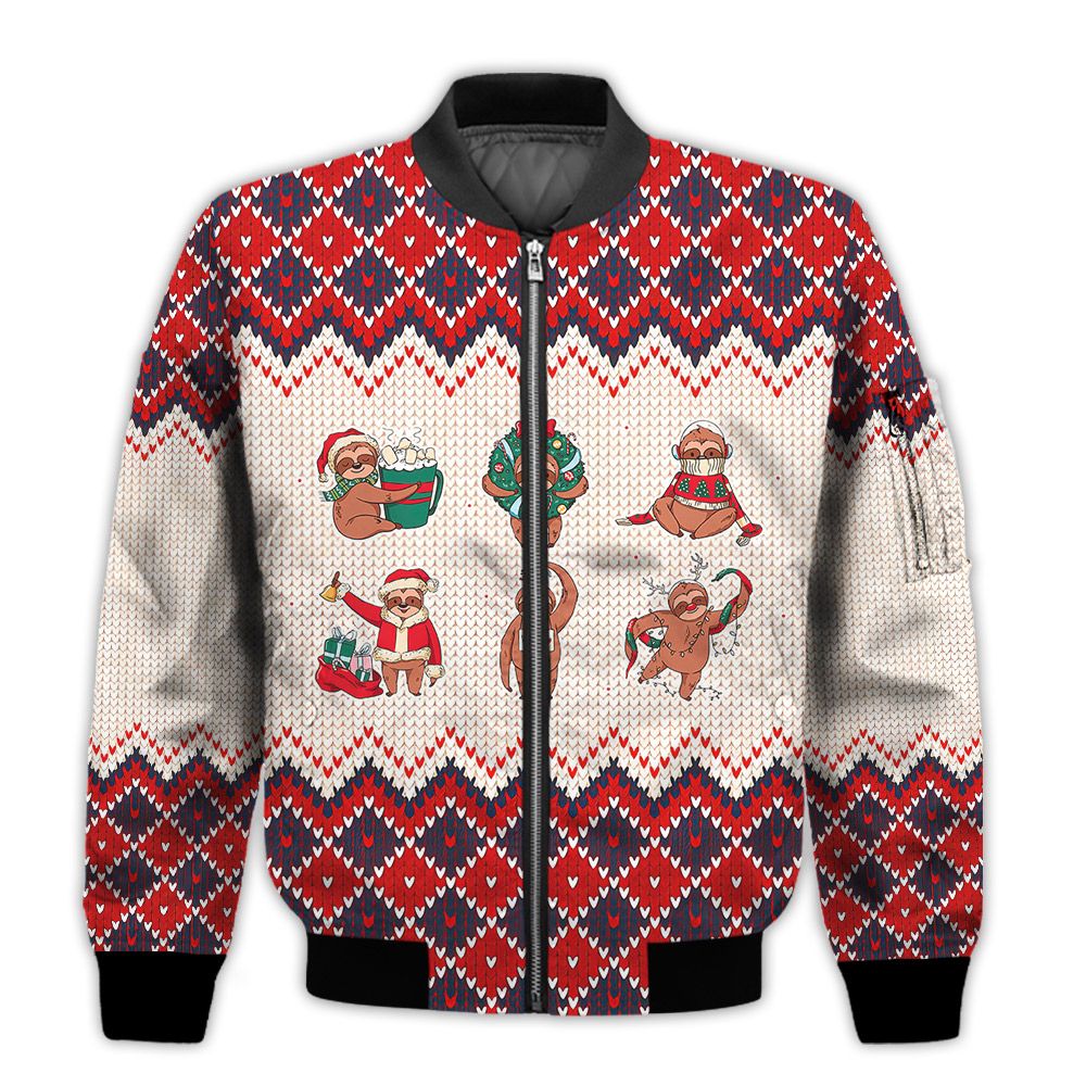 Merry-Christmas-Funny-Christmas-Sloth-Retro-Christmas-Holiday-Gifts-Unisex-3D-Bomber-Jacket-1