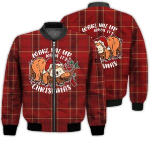 Merry Christmas Funny Wake Me Up When It's Christmas Retro Christmas Holiday Gifts Unisex 3D Bomber Jacket
