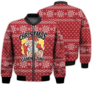 Merry Christmas Gaming Santa Christmas Retro Christmas Holiday Gifts Unisex 3D Bomber Jacket