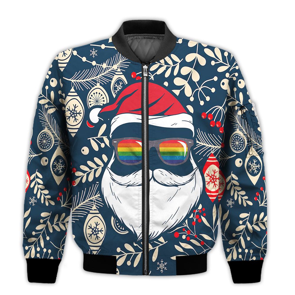 Merry-Christmas-Gay-Santa-Glasses-Retro-Christmas-Holiday-Gifts-Unisex-3D-Bomber-Jacket-1