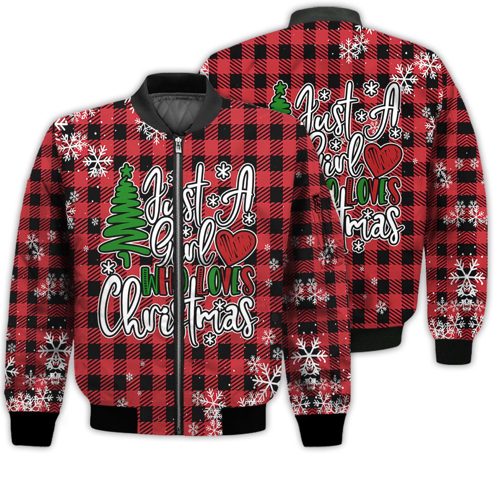 Merry Christmas Just A Girl Who Love Christmas Retro Christmas Holiday Gifts Unisex 3D Bomber Bomber Jacket Merry Christmas Just A Girl Who Love Christmas Retro Christmas Holiday Gifts Unisex 3D Bomber Bomber Jacket
