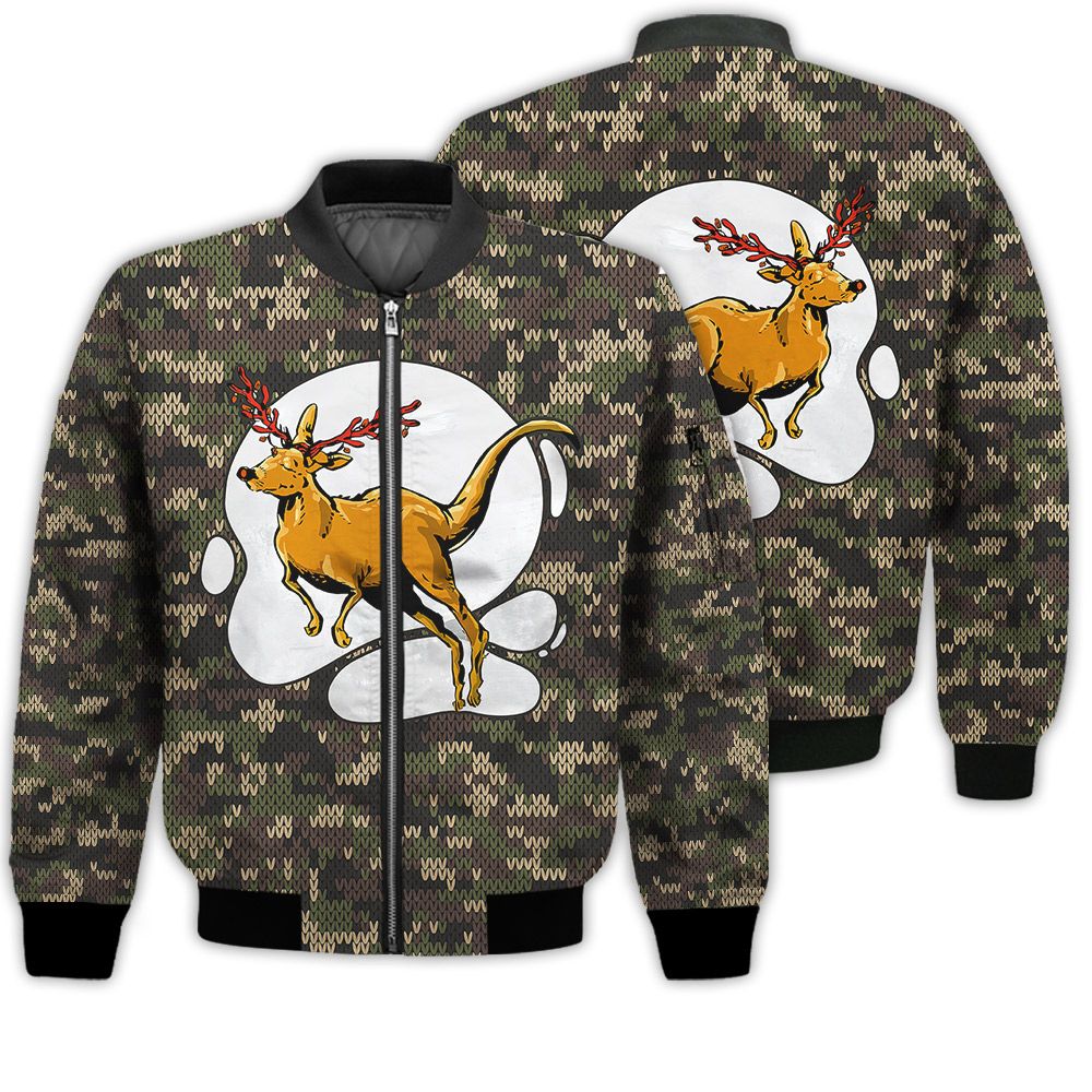 Merry Christmas Kangaroo Reindeer Retro Christmas Holiday Gifts Unisex 3D Bomber Bomber Jacket Merry Christmas Kangaroo Reindeer Retro Christmas Holiday Gifts Unisex 3D Bomber Bomber Jacket