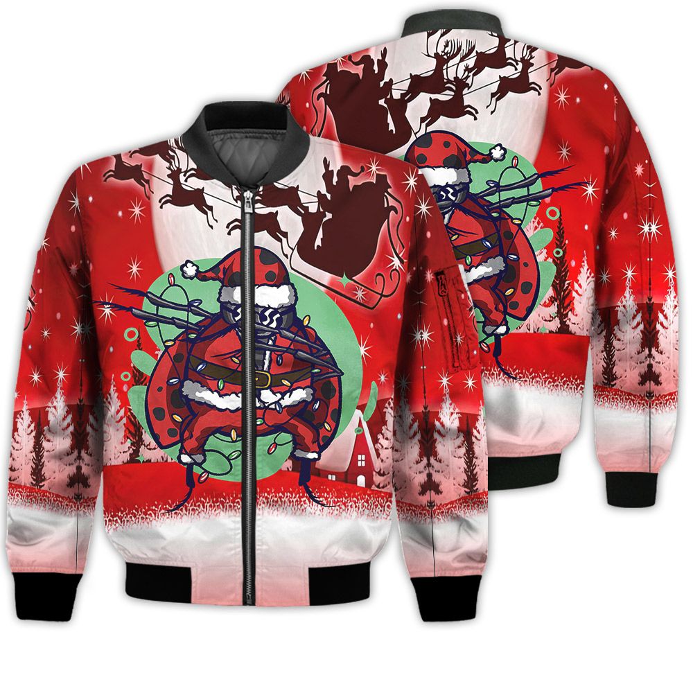 Merry Christmas Ladybug Retro Christmas Holiday Gifts Unisex 3D Bomber Bomber Jacket Merry Christmas Ladybug Retro Christmas Holiday Gifts Unisex 3D Bomber Bomber Jacket