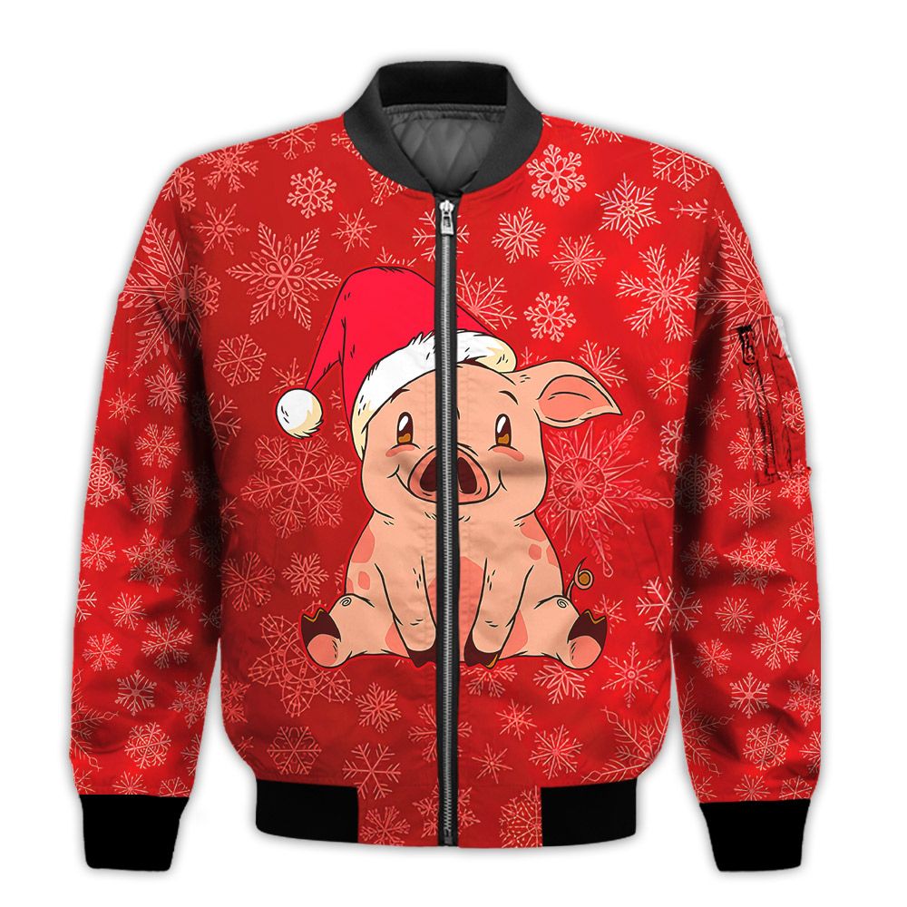 Merry-Christmas-Pig-Retro-Christmas-Holiday-Gifts-Unisex-3D-Bomber-Bomber-Jacket-1
