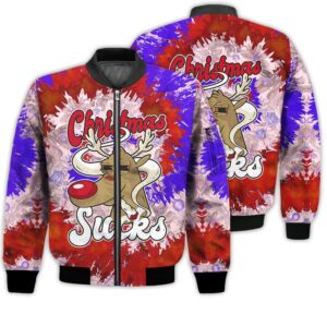 Merry Christmas Reindeer Smoking Retro Christmas Holiday Gifts Unisex 3D Bomber Jacket
