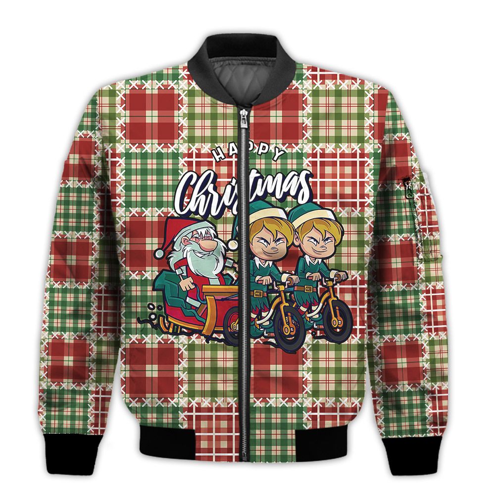 Merry-Christmas-Santa-And-Elves-Retro-Christmas-Holiday-Gifts-Unisex-3D-Bomber-Jacket-1