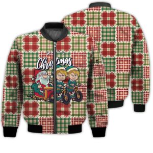 Merry Christmas Santa And Elves Retro Christmas Holiday Gifts Unisex 3D Bomber Jacket