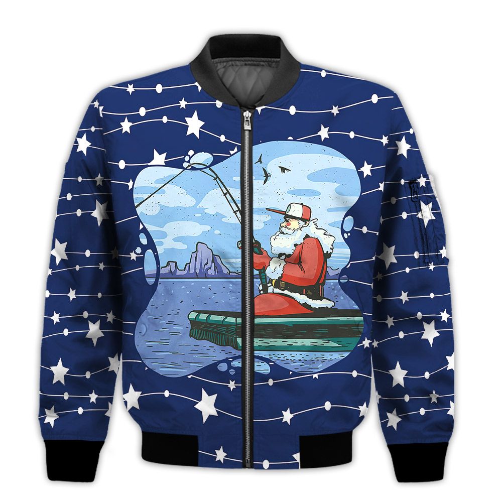Merry-Christmas-Santa-Claus-Fishing-On-Lake-Retro-Christmas-Holiday-Gifts-Unisex-3D-Bomber-Jacket-1