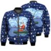 Merry Christmas Santa Claus Fishing On Lake Retro Christmas Holiday Gifts Unisex 3D Bomber Jacket
