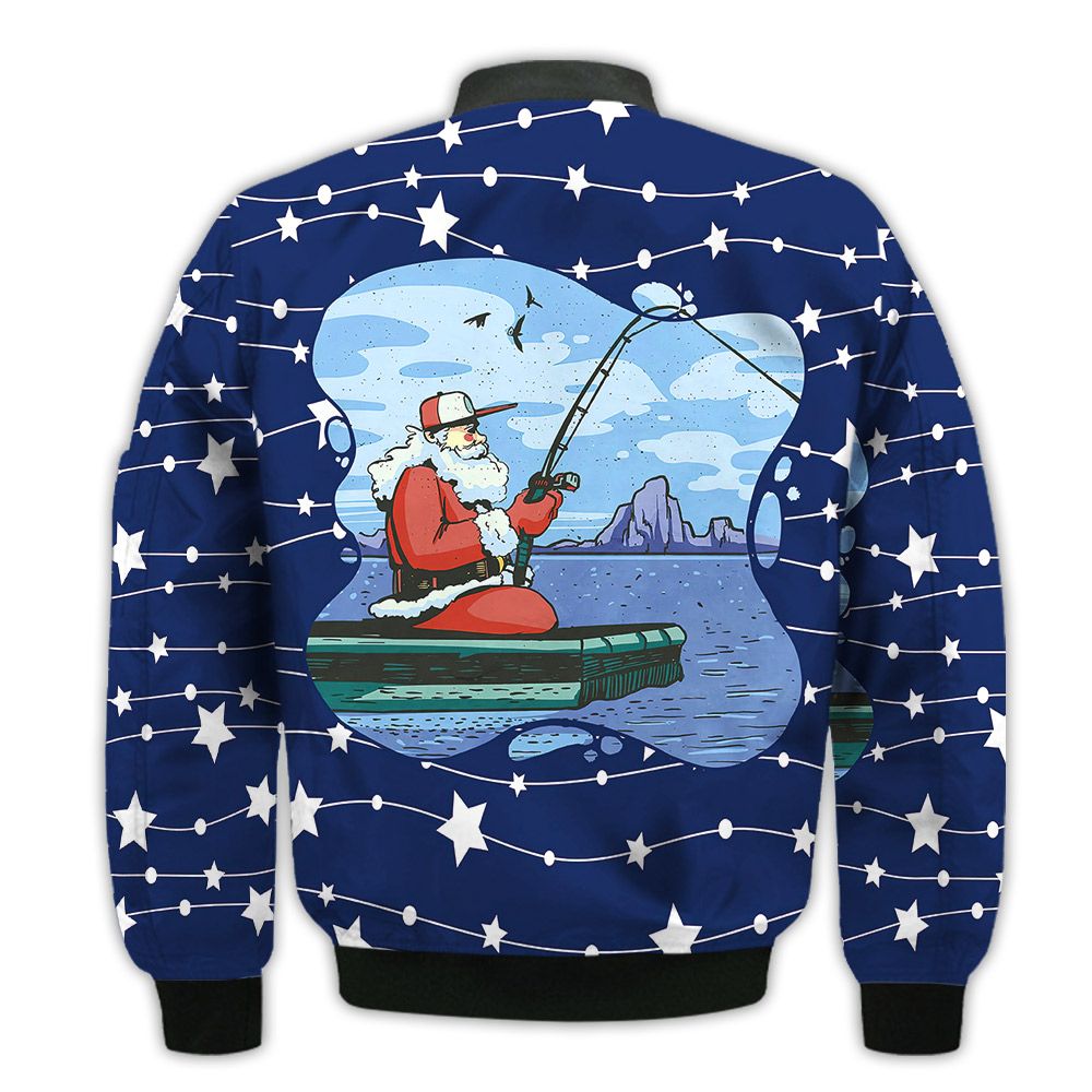 Merry-Christmas-Santa-Claus-Fishing-On-Lake-Retro-Christmas-Holiday-Gifts-Unisex-3D-Bomber-Jacket-2