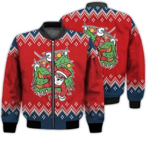 Merry Christmas Santa Claus In Christmas Lights Retro Christmas Holiday Gifts Unisex 3D Bomber Bomber Jacket