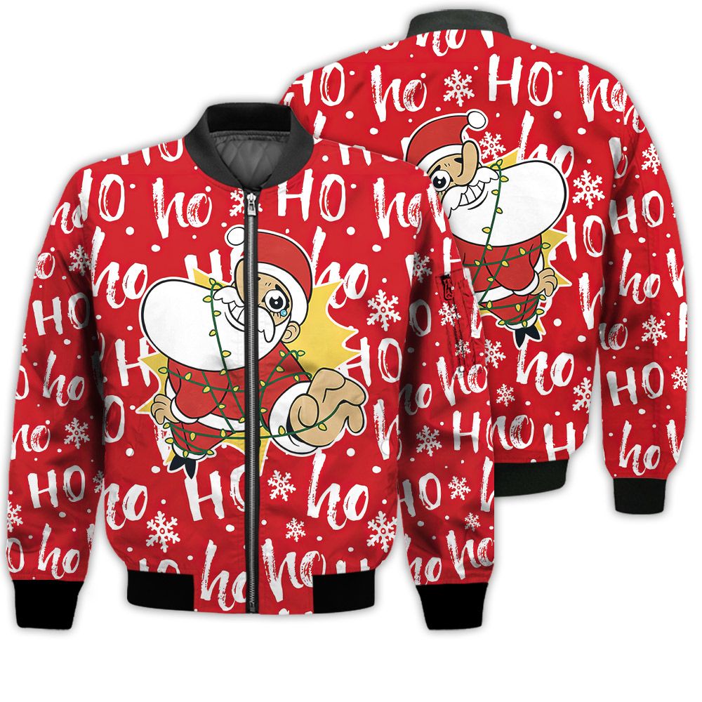 Merry Christmas Santa Claus In Xmas Lights Retro Christmas Holiday Gifts Unisex 3D Bomber Bomber Jacket Merry Christmas Santa Claus In Xmas Lights Retro Christmas Holiday Gifts Unisex 3D Bomber Bomber Jacket