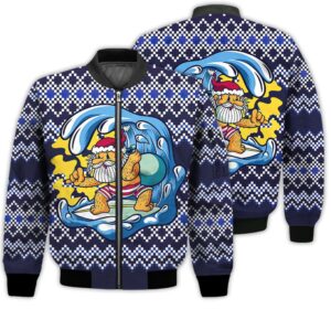 Merry Christmas Santa Claus Surfing Retro Christmas Holiday Gifts Unisex 3D Bomber Bomber Jacket