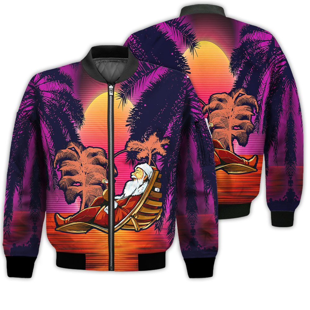 Merry Christmas Santa Claus Tropical Retro Christmas Holiday Gifts Unisex 3D Bomber Bomber Jacket Merry Christmas Santa Claus Tropical Retro Christmas Holiday Gifts Unisex 3D Bomber Bomber Jacket