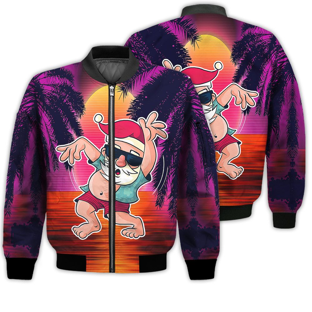Merry Christmas Santa Dancing Retro Christmas Holiday Gifts Unisex 3D Bomber Bomber Jacket Merry Christmas Santa Dancing Retro Christmas Holiday Gifts Unisex 3D Bomber Bomber Jacket