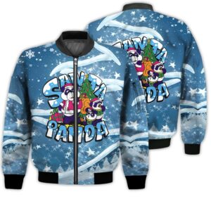 Merry Christmas Santa Panda Retro Christmas Holiday Gifts Unisex 3D Bomber Bomber Jacket