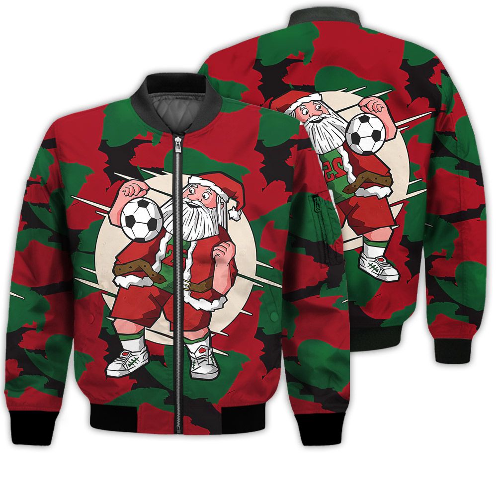 Merry Christmas Santa Soccer Retro Christmas Holiday Gifts Unisex 3D Bomber Bomber Jacket Merry Christmas Santa Soccer Retro Christmas Holiday Gifts Unisex 3D Bomber Bomber Jacket