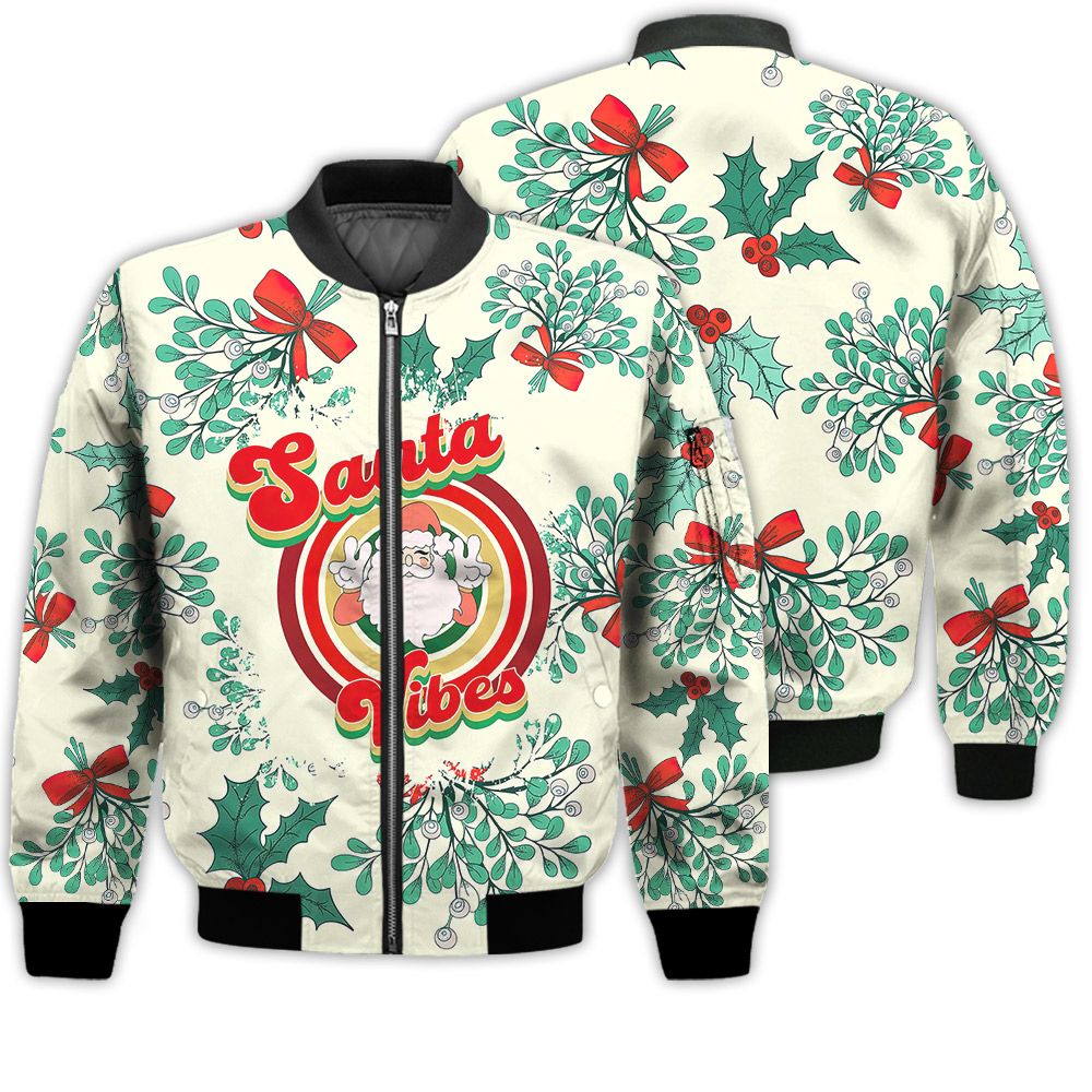 Merry Christmas Santa Vibes Retro Christmas Holiday Gifts Unisex 3D Bomber Bomber Jacket Merry Christmas Santa Vibes Retro Christmas Holiday Gifts Unisex 3D Bomber Bomber Jacket