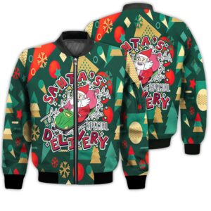 Merry Christmas Santa's Special Delivery Retro Christmas Holiday Gifts Unisex 3D Bomber Bomber Jacket