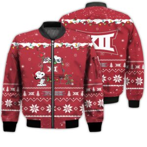 Merry Christmas Season Big 12 Conference Snoopy 3D Bomber Bomber Jacket