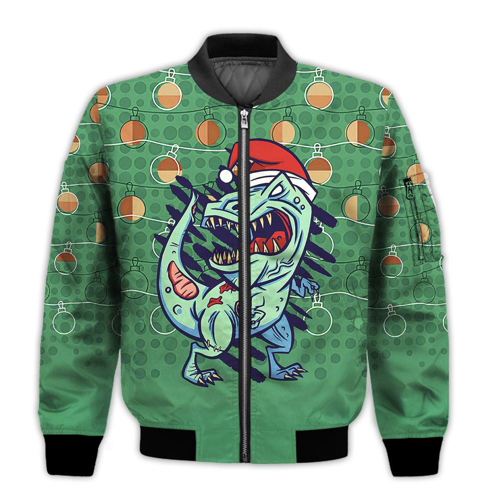 Merry-Christmas-Zombie-T-rex-Dinosaur-Retro-Christmas-Holiday-Gifts-Unisex-3D-Bomber-Jacket-1