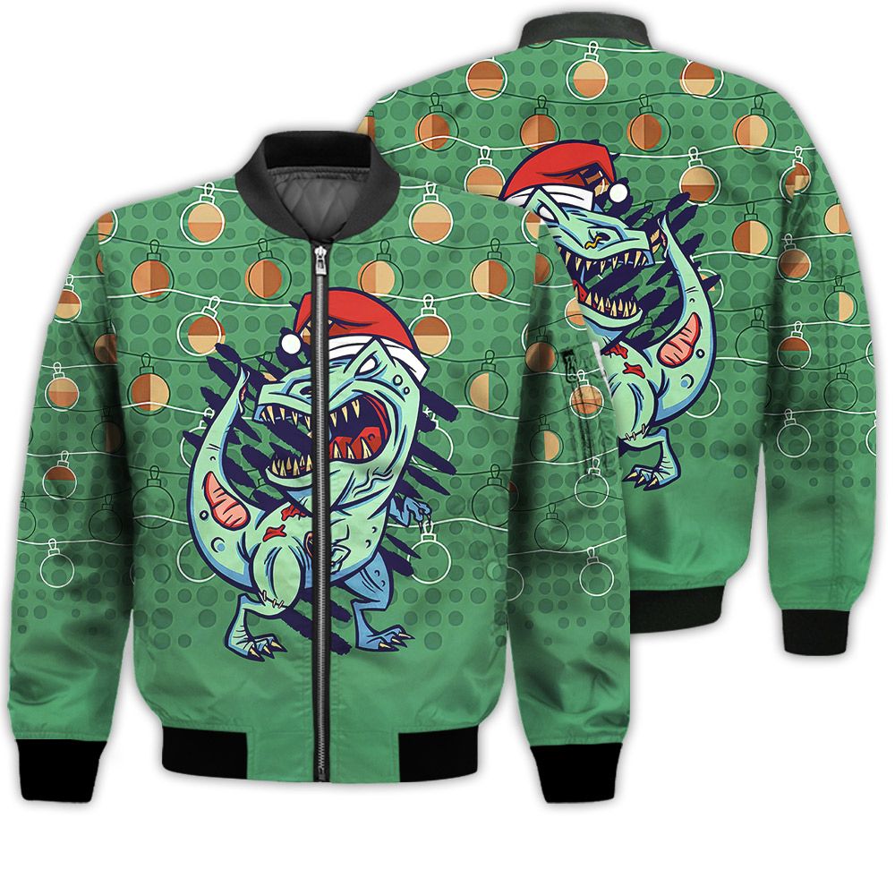 Merry Christmas Zombie T-rex Dinosaur Retro Christmas Holiday Gifts Unisex 3D Bomber Jacket Merry Christmas Zombie T-rex Dinosaur Retro Christmas Holiday Gifts Unisex 3D Bomber Jacket
