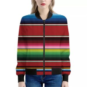 Mexican Serape Blanket Pattern Print Women's Bomber Jacket