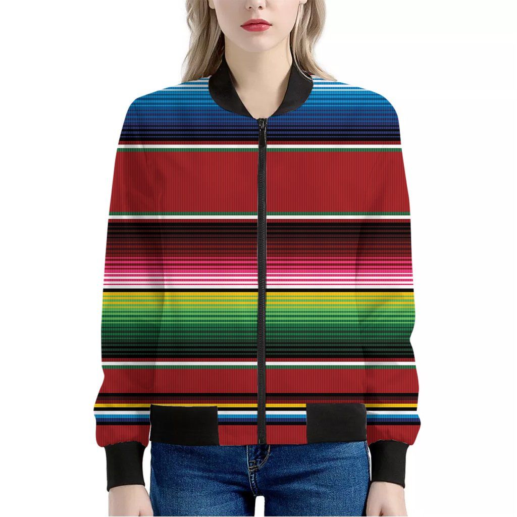 Mexican Serape Blanket Pattern Print Women's Bomber Jacket Mexican Serape Blanket Pattern Print Women's Bomber Jacket