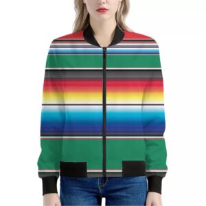 Mexican Striped Blanket Pattern Print Women's Bomber Jacket