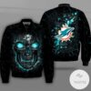 Miami Dolphins Lava Skull Full Print Bomber Jacket