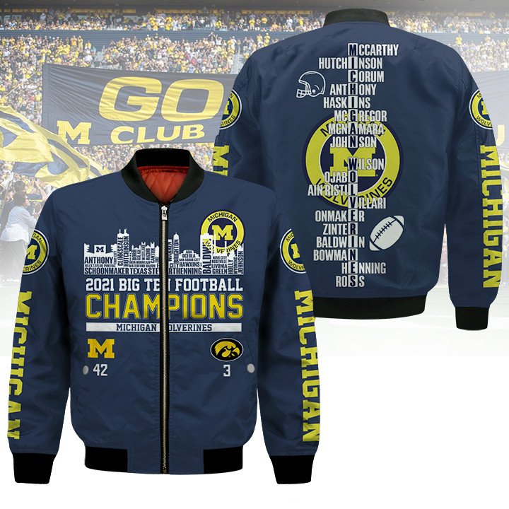 Michigan Wolverines 2021 Big Ten Champions Bomber Jacket Michigan Wolverines 2021 Big Ten Champions Bomber Jacket