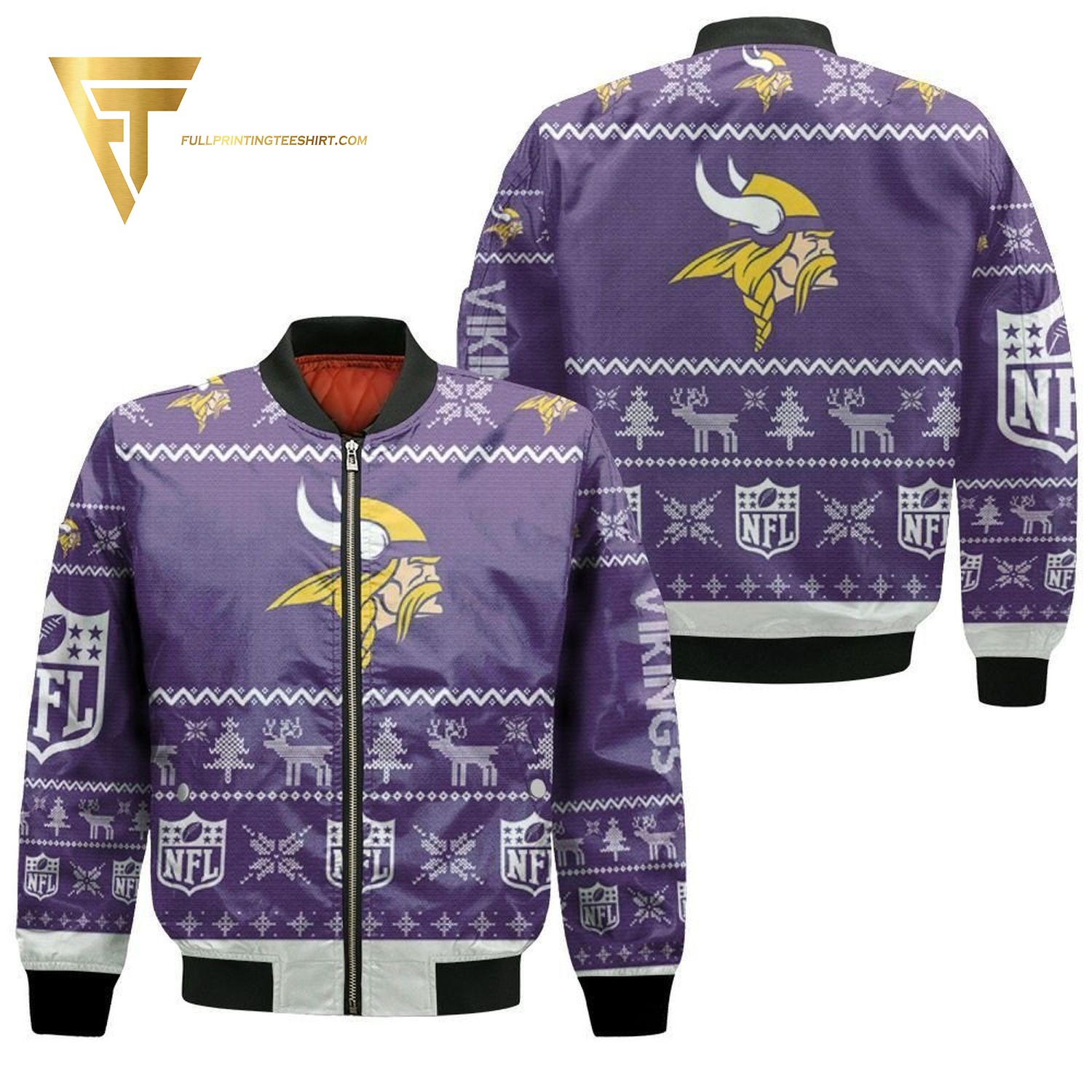 Minnesota Vikings Ugly Christmas Bomber Jacket Minnesota Vikings Ugly Christmas Bomber Jacket