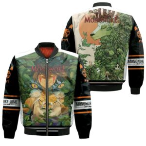 Mononoke san with painted face Wolf Girl Beautiful Princess Mononoke Fans Gift Bomber Jacket