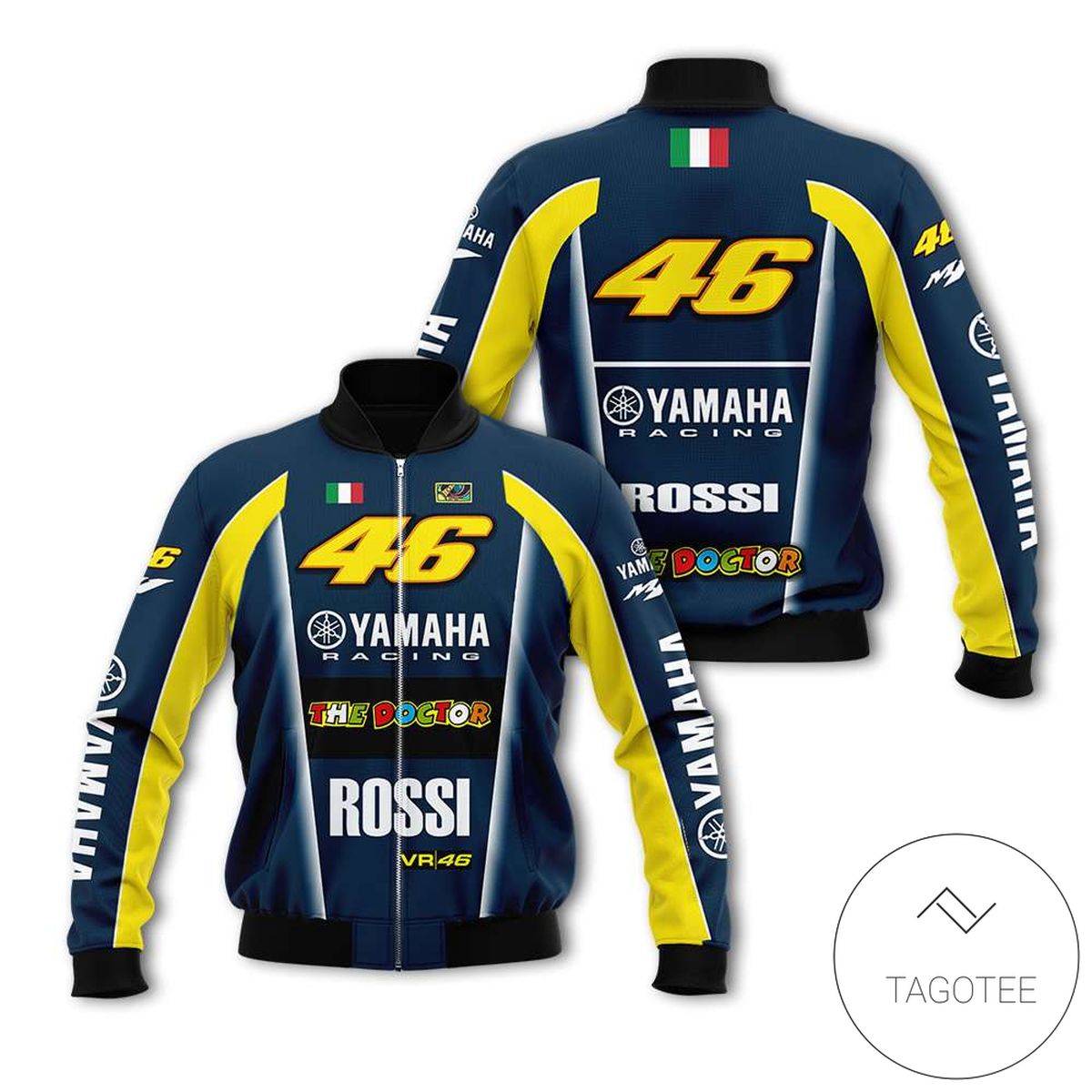 Moto Gp Motocross Valentino Rossi Yamaha Branded Unisex Racing 3D Bomber Jacket Moto Gp Motocross Valentino Rossi Yamaha Branded Unisex Racing 3D Bomber Jacket