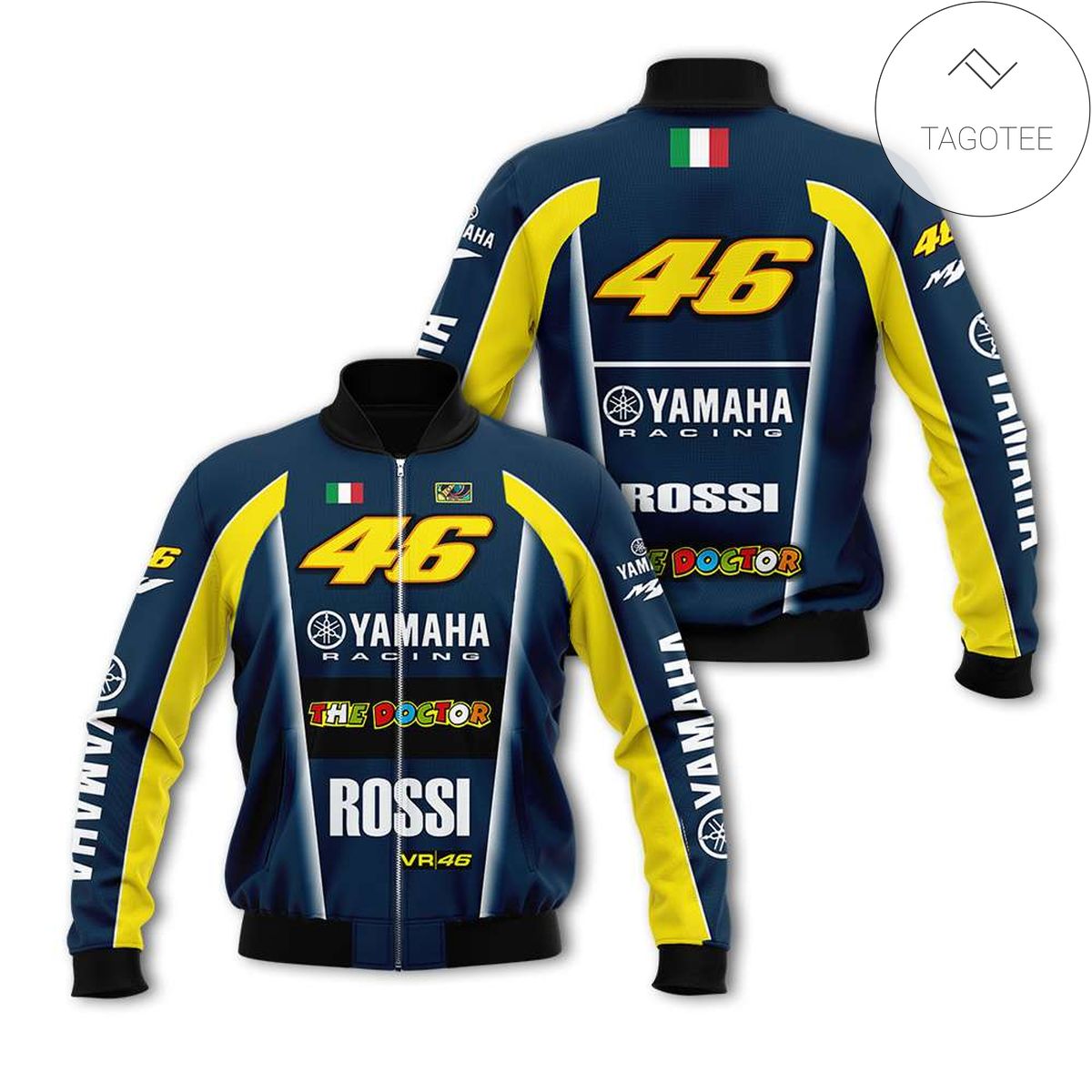 Moto Gp Motocross Valentino Rossi Yamaha Green Motorcycle Racing Team 3D Bomber Jacket Moto Gp Motocross Valentino Rossi Yamaha Green Motorcycle Racing Team 3D Bomber Jacket