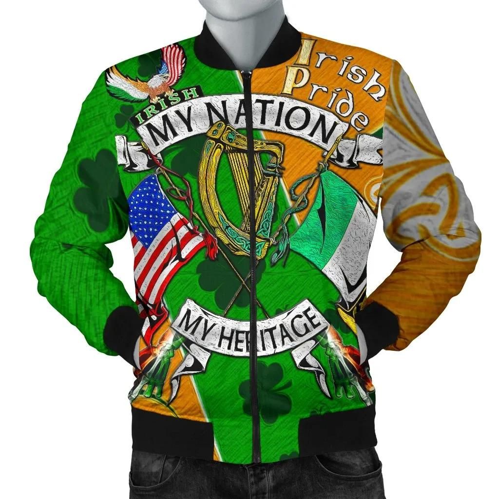 My Nation My Heritage Men's Bomber Jacket - Irish Americans (Gaedheal-Mheiriceánaigh) - BN21 Bomber Jacket My Nation My Heritage Men's Bomber Jacket - Irish Americans (Gaedheal-Mheiriceánaigh) - BN21 Bomber Jacket