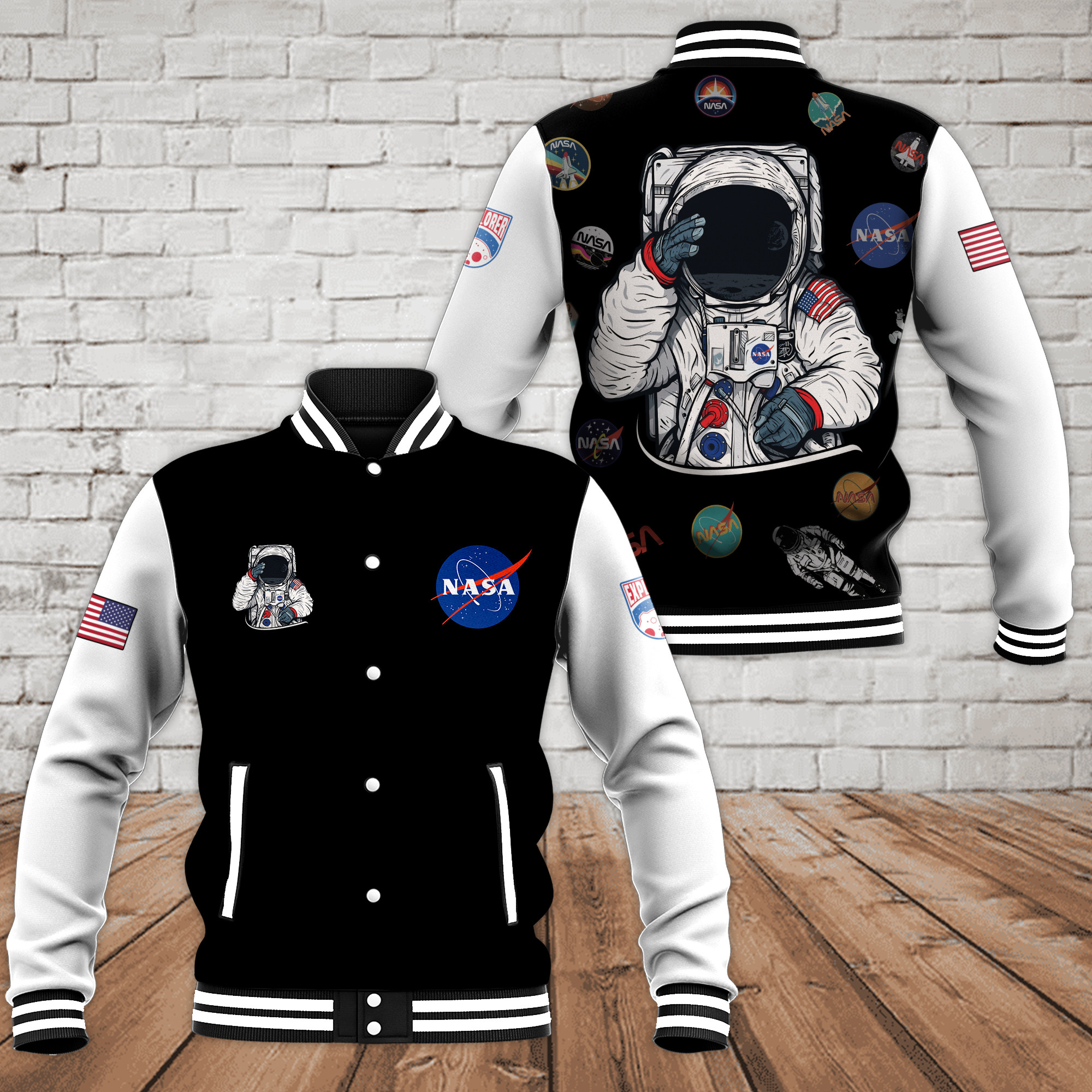 Nasa Astronaut American Flag 3D Bomber Jacket Nasa Astronaut American Flag 3D Bomber Jacket