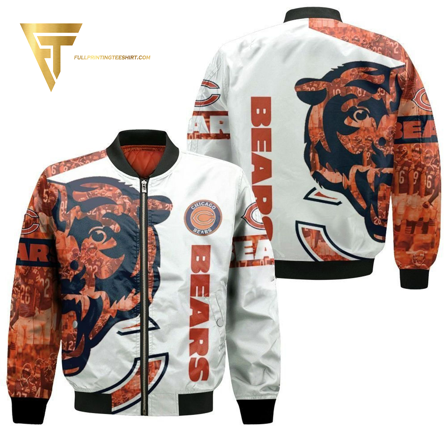National Football League Chicago Bears Full Print Bomber Jacket National Football League Chicago Bears Full Print Bomber Jacket