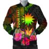 Nauru Polynesian Personalised Men's Bomber Jacket -  Hibiscus and Banana Leaves - BN15 Bomber Jacket