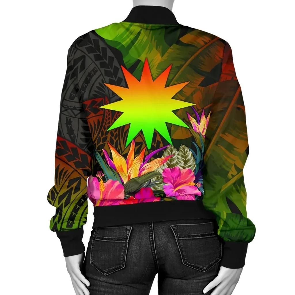 Nauru-Polynesian-Personalised-Womens-Bomber-Jacket-Hibiscus-and-Banana-Leaves-BN15-Bomber-Jacket-1