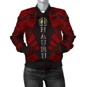 Nauru Women Bomber Jacket - Polynesian Tattoo Red - BN0110 Bomber Jacket