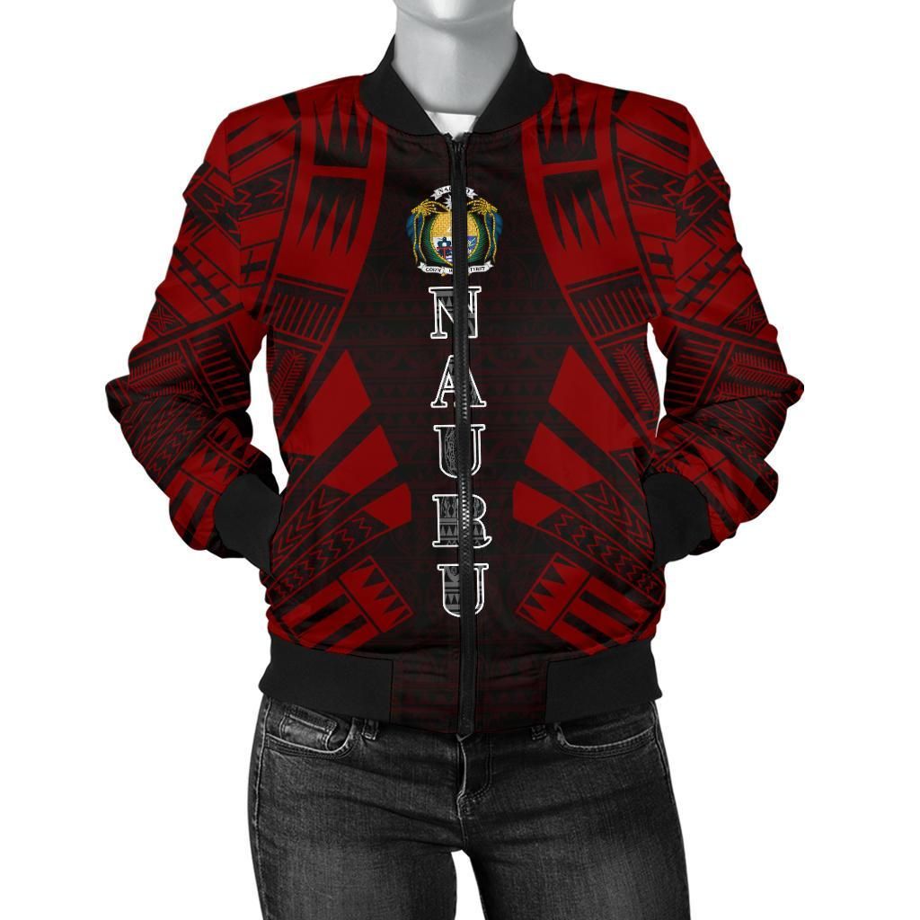 Nauru Women Bomber Jacket - Polynesian Tattoo Red - BN0110 Bomber Jacket Nauru Women Bomber Jacket - Polynesian Tattoo Red - BN0110 Bomber Jacket