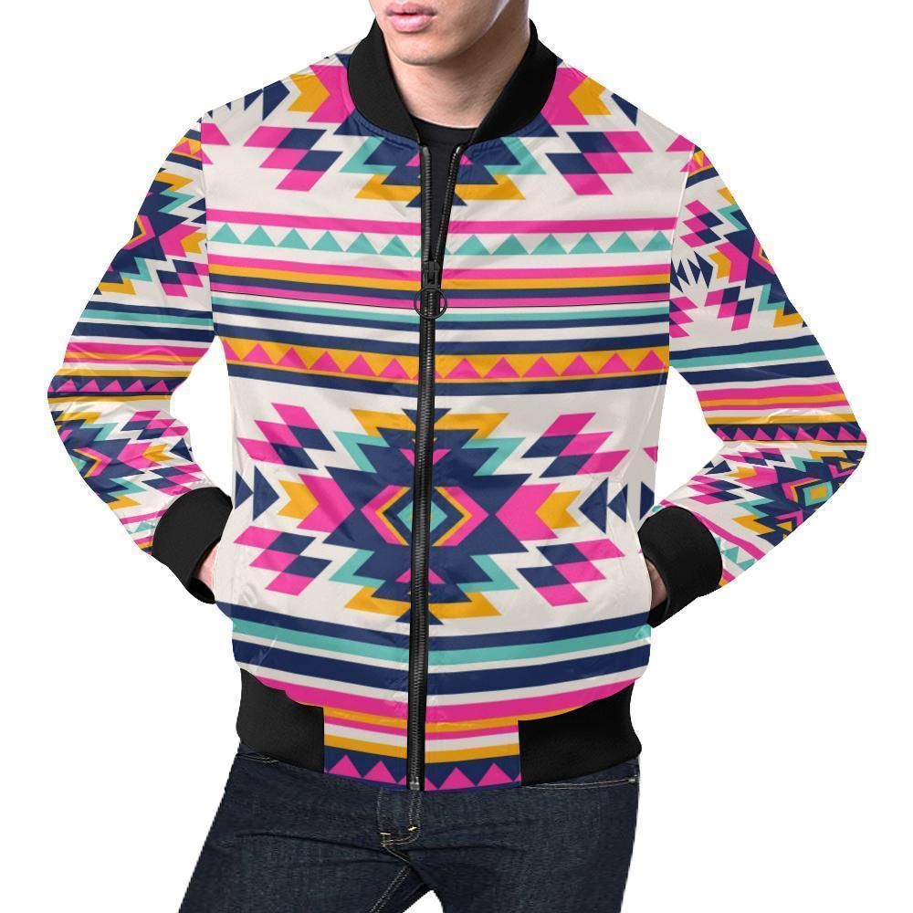 Navajo Native American Indians Aztec Tribal Print Mens Bomber Jacket Navajo Native American Indians Aztec Tribal Print Mens Bomber Jacket